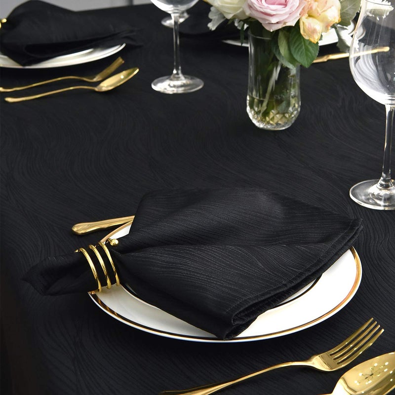 maxmill Jacquard Cloth Napkins 20 x 20 Inch Swirl Pattern 4 Packs Solid Washable Polyester Comfortable for Restaurant Family Dinners Weddings Parties and Banquets Black - Image 1